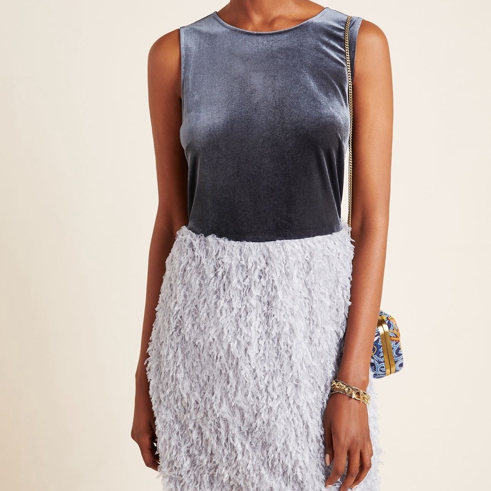 Anthropologie Astor Feathered Mini Dress